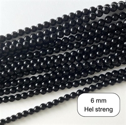 6 mm Sort onyx perler - Hel streng